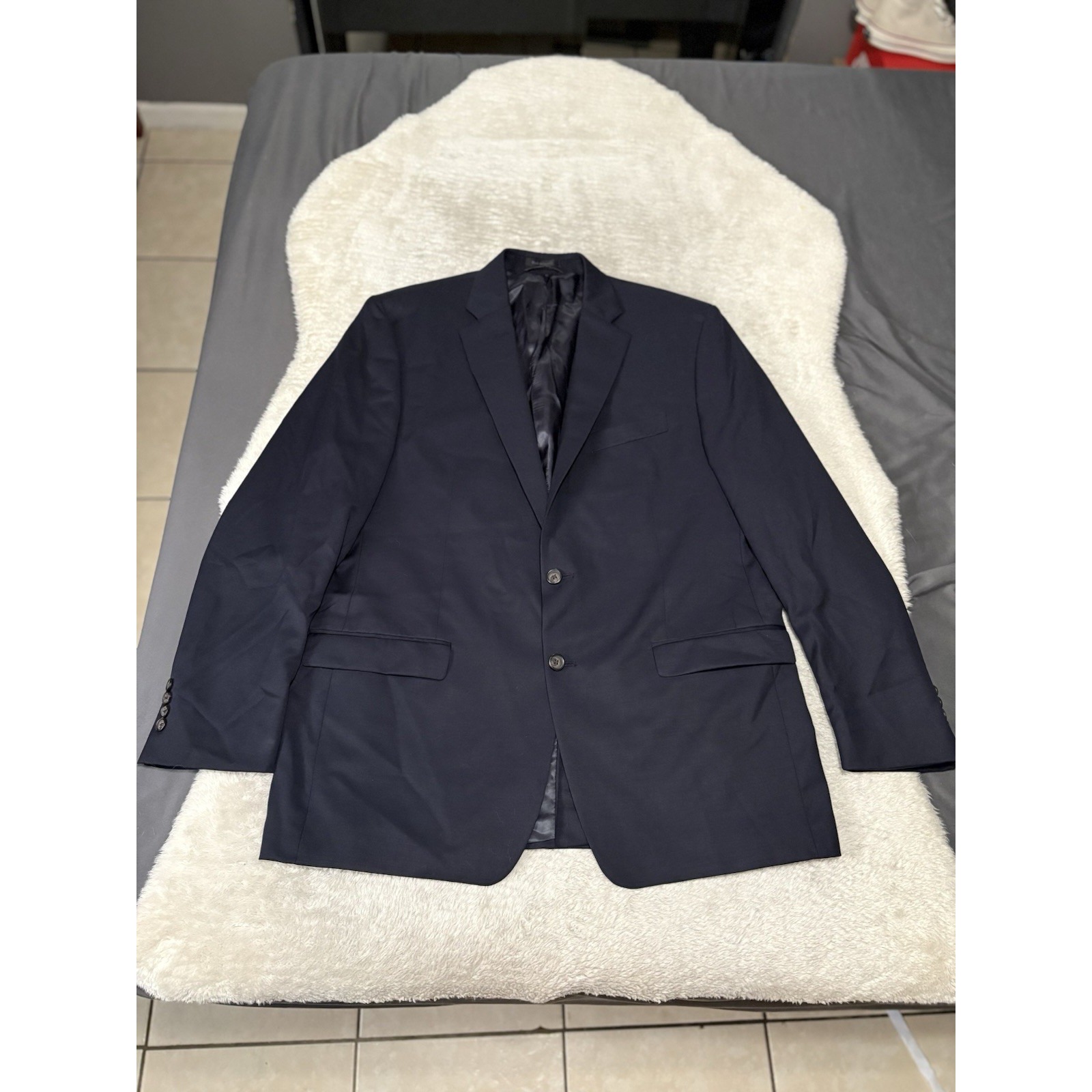 Lauren Ralph Lauren Men's Navy Blue Wool 2 Button Blazer Jacket Size 46l